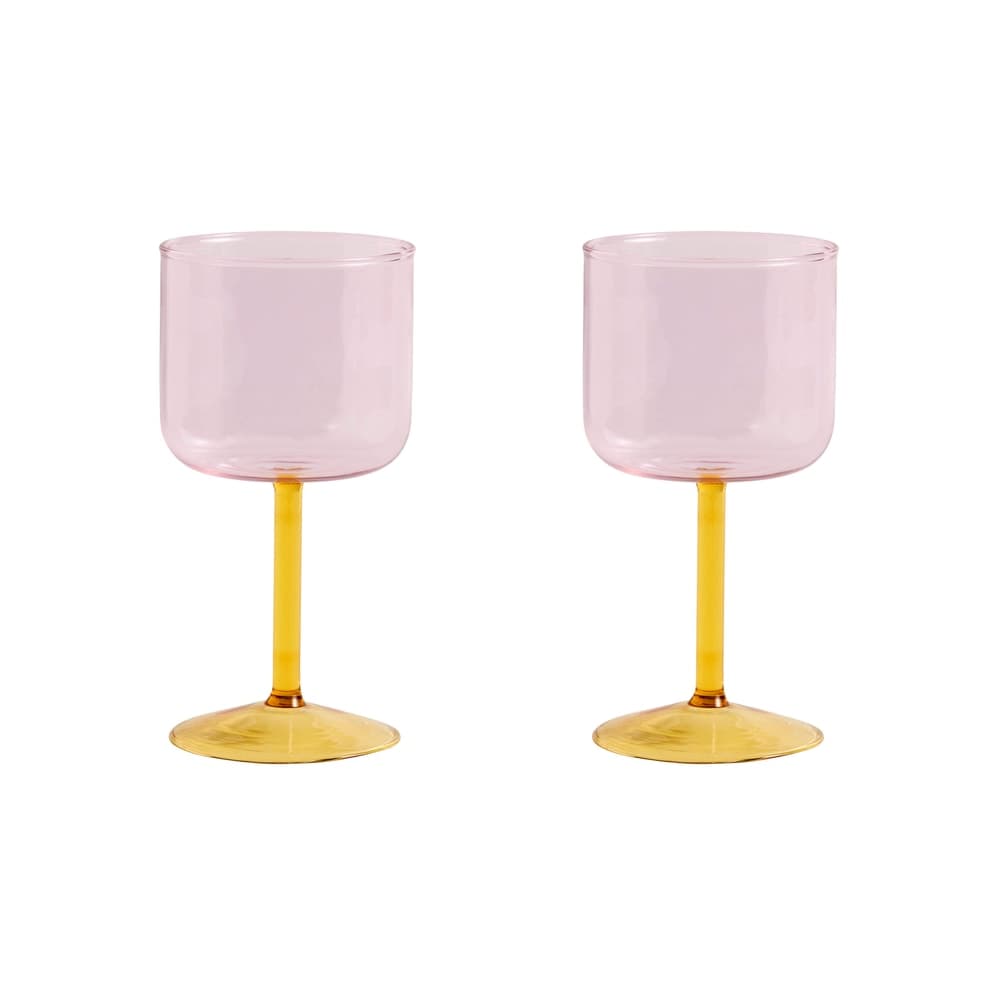 Set de 2 verres à vin Tint HAY, rose et jaune